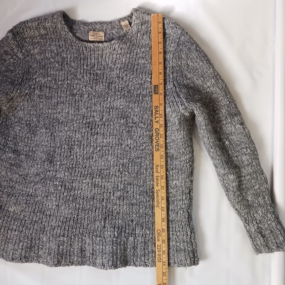 TOMMY BAHAMA Wool Sweater Fisherman Winter Heathered Gray Size L - Picture 4 of 7